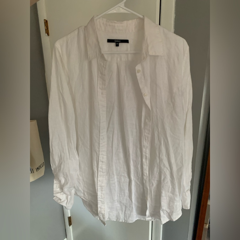 Quince 100% European Linen White Button Down Shirt